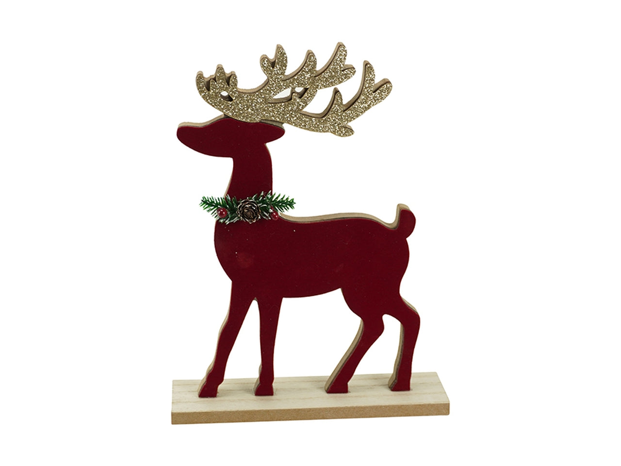 Renna in legno 24x18x4,5cm rossa