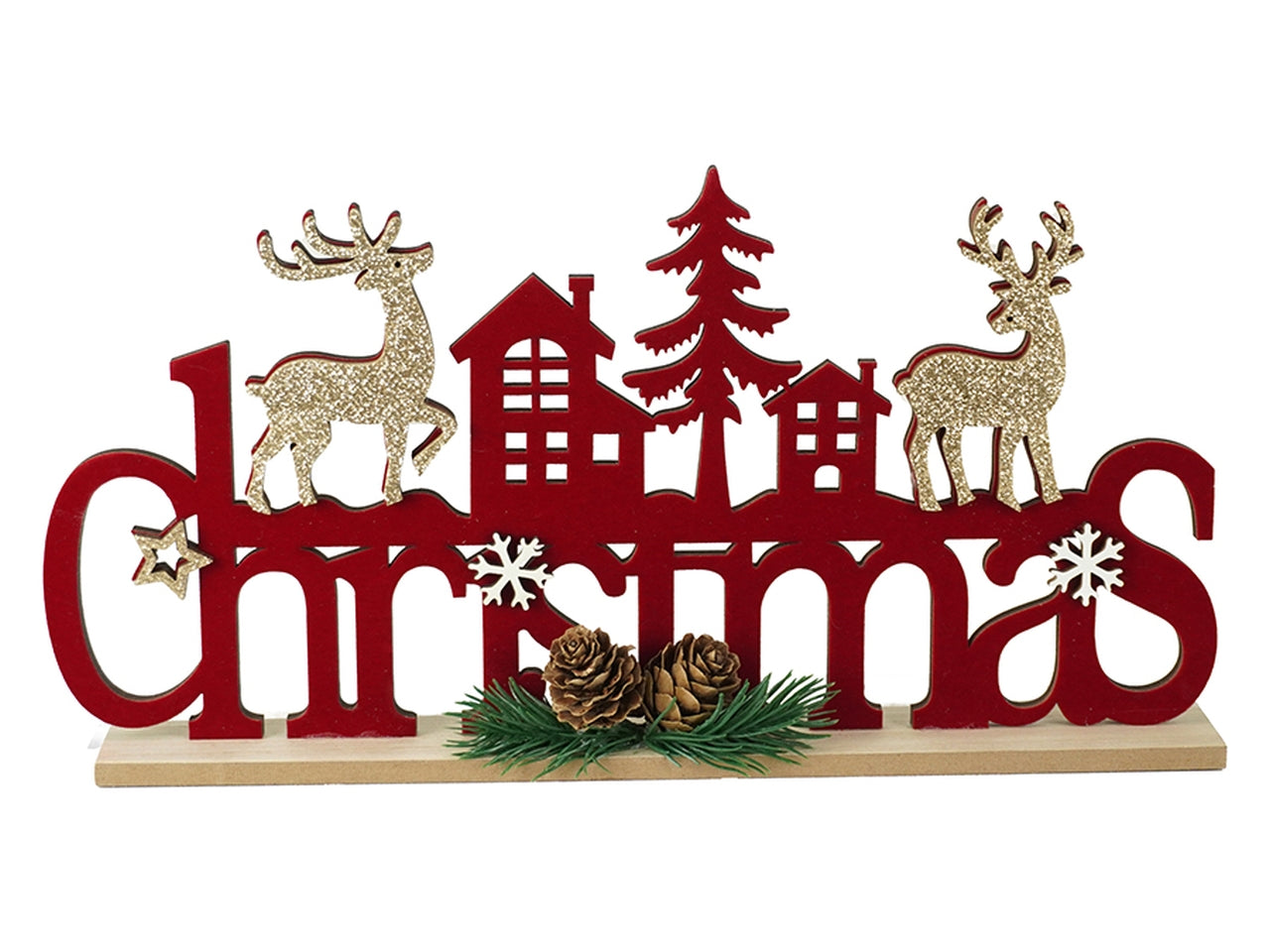 Scritta Christmas in legno 29,5x14cm rossa