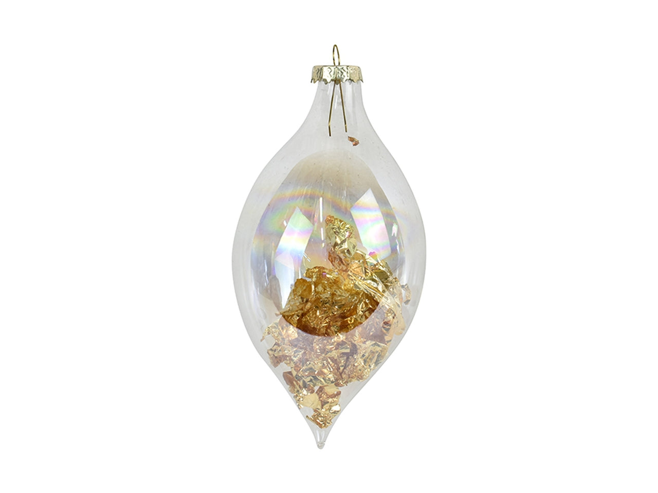 Palla a goccia in vetro 8x16cm trasparente e oro