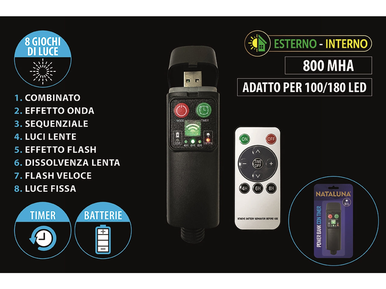 Powerbank 8f.tim/tel.u/e 800ma usb x100/180le