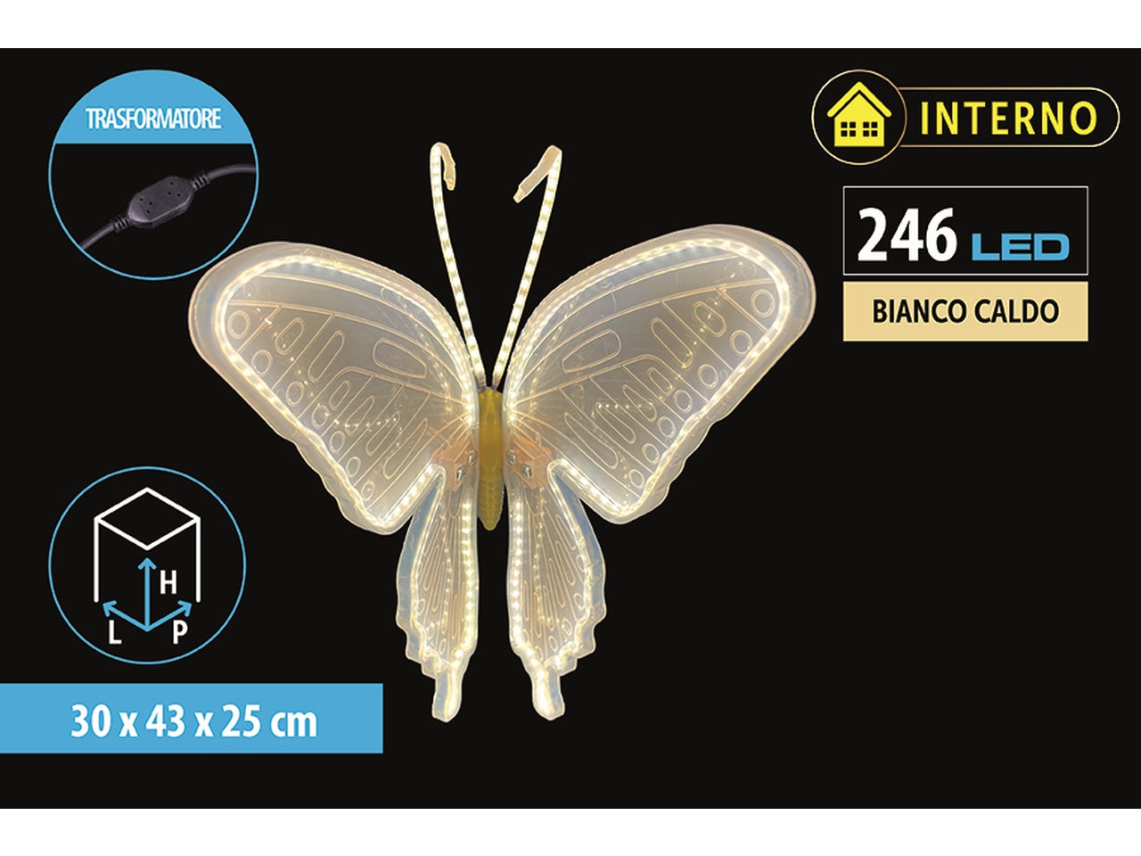 Farfalla 30x43x25cm 246 led bianco caldo