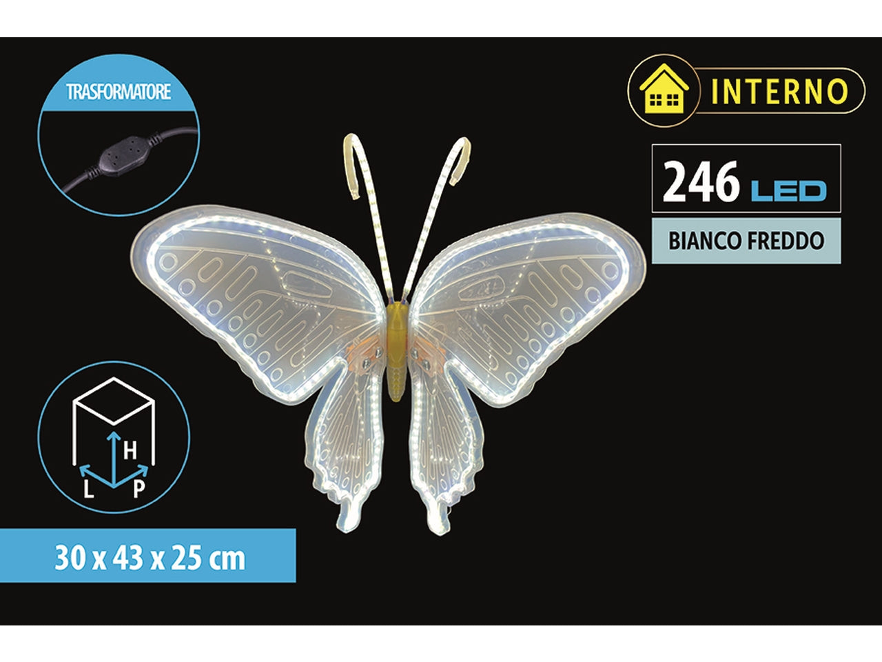 Farfalla 30x43x25cm 246 led bianco freddo