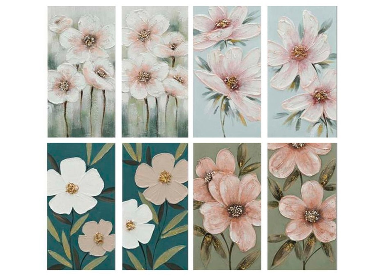 Quadro fiori dipinto a mano 30x60x3cm 8 assortimenti