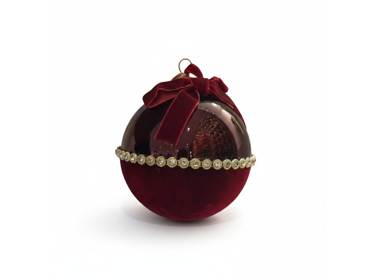Palline di natale 10cm elisabeth bordeaux, set da 3 pezzi