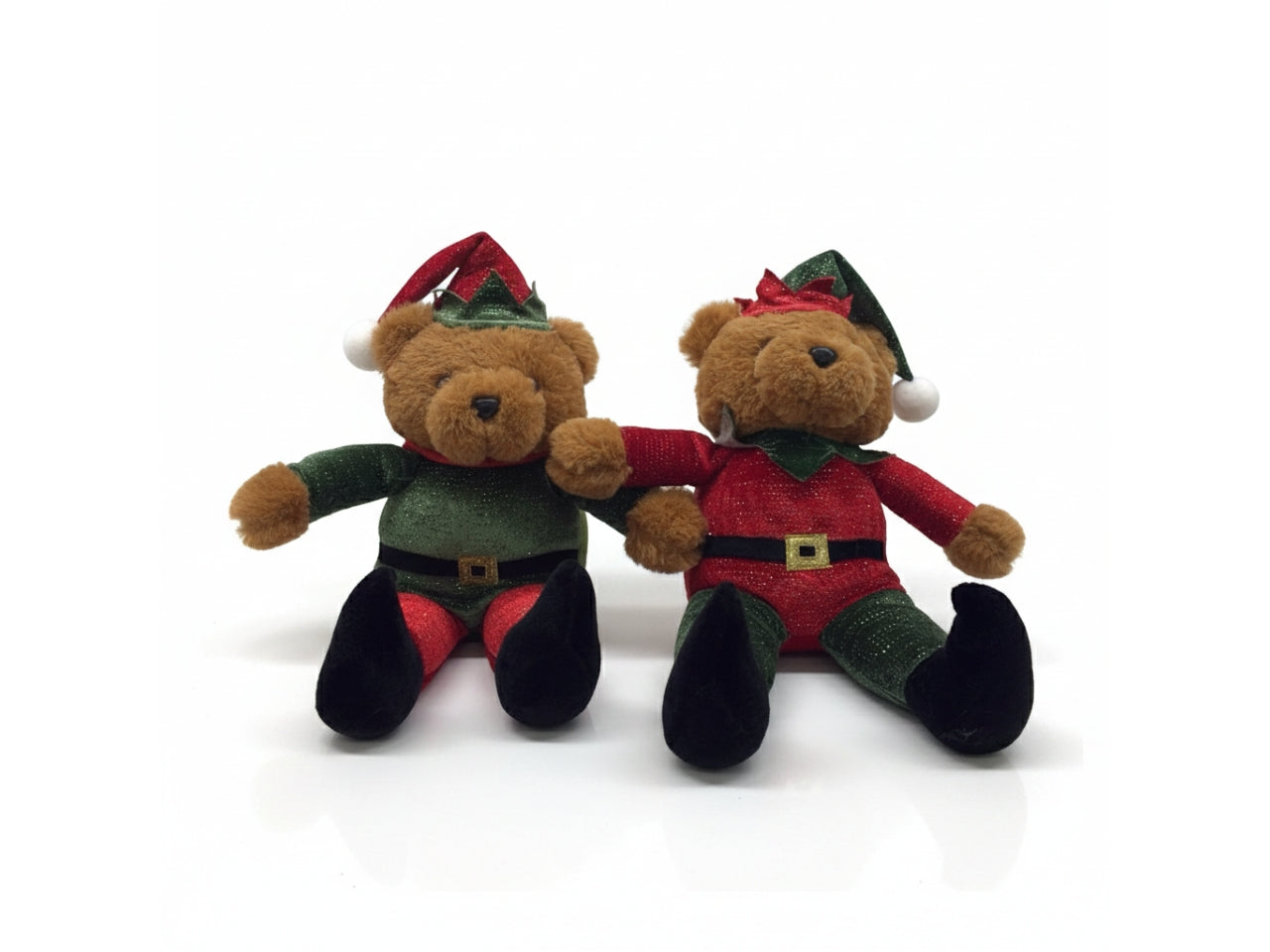Orso elfo seduto 33cm verde e rosso assortiti