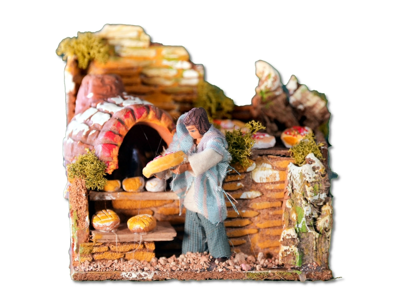 Pizzaiolo 8cm con movimento e luce con effetto fiamma 14x9x13cm