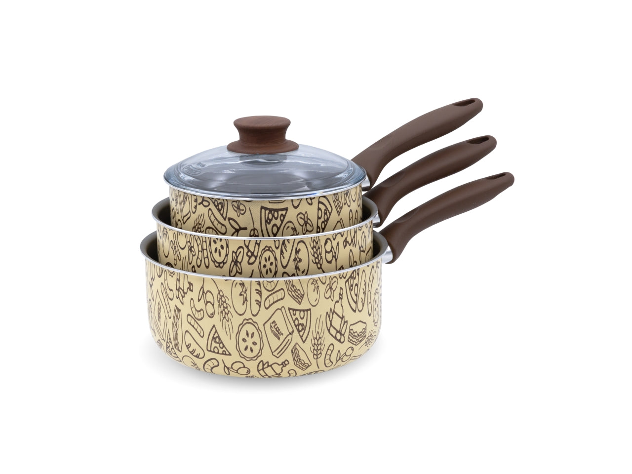 Pastella tris di casseruole 16/18/20cm con coperchio