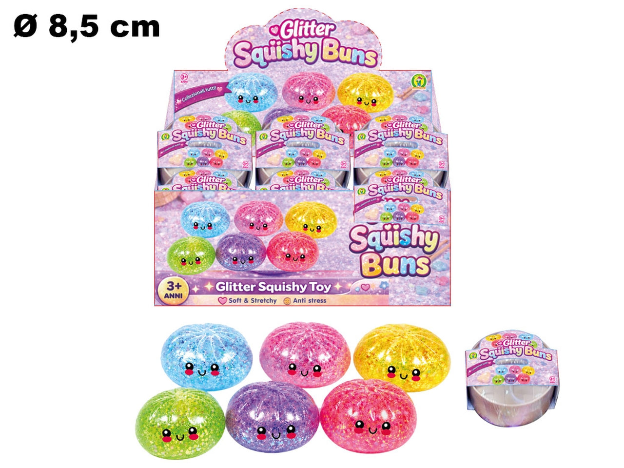 Squishi ravioli glitter 8,5cm