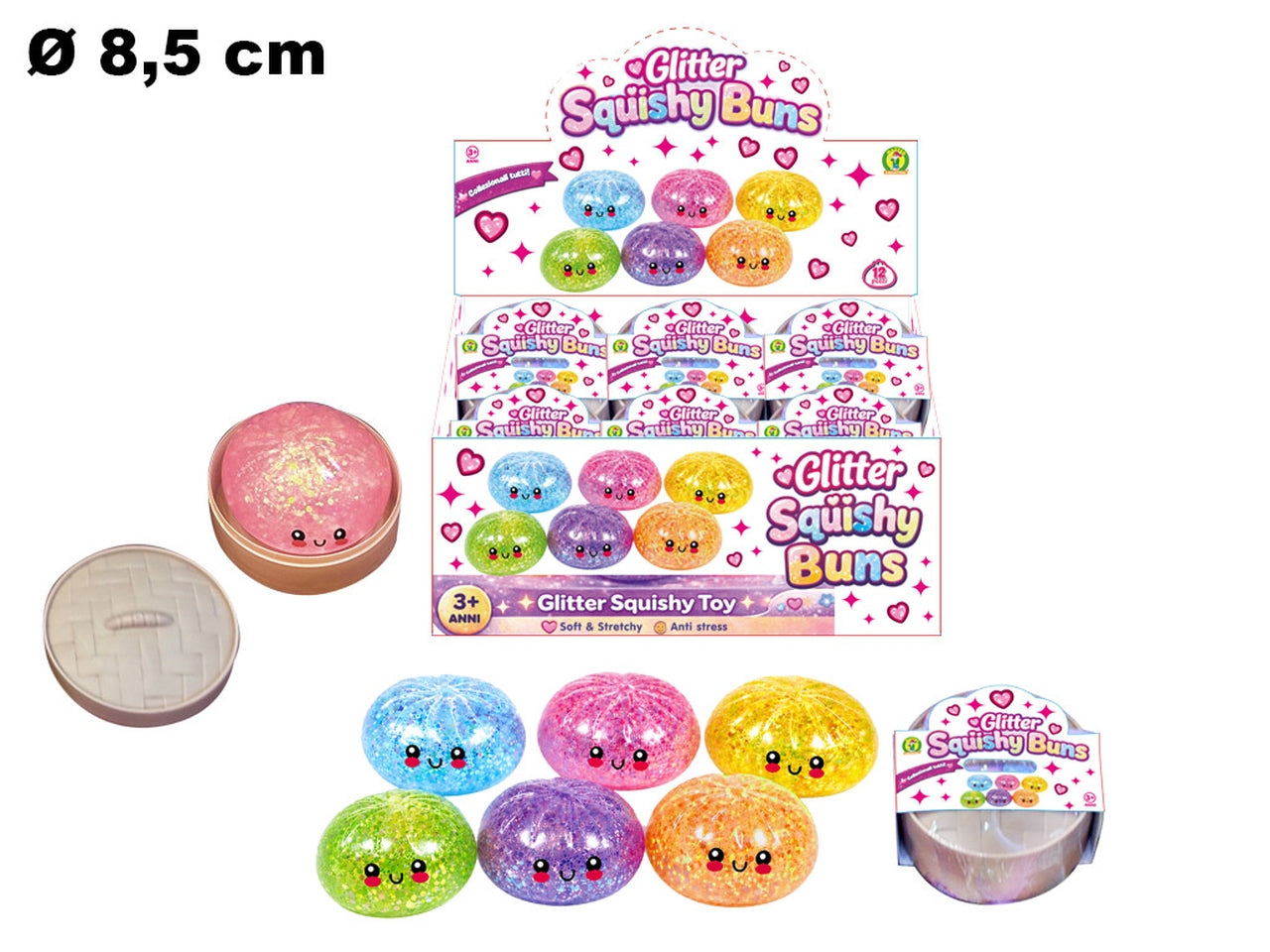 Squishy ravioli glitter 8,5cm