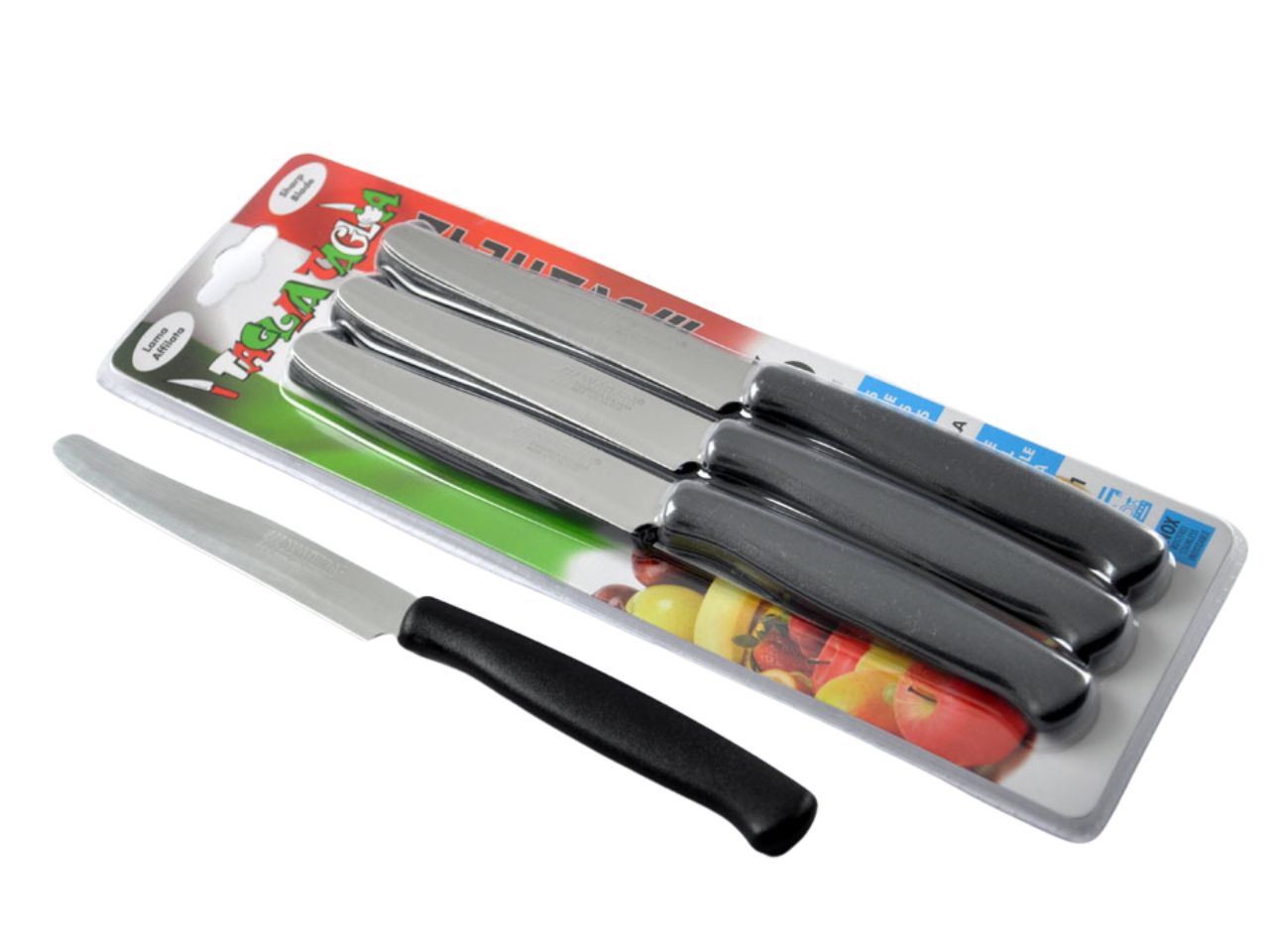 Set 6 coltelli da tavola affilati 11cm, manico nero