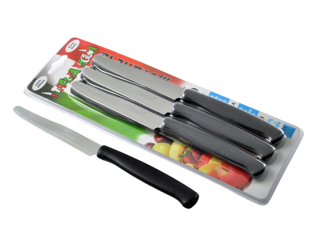 Set 6 coltelli da tavola affilati 11cm, manico nero