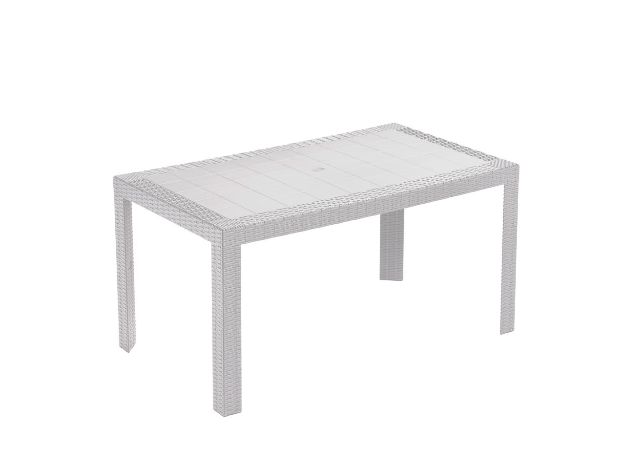 Tavolo urano simil rattan bianco c/barra di rinforzo 140x80x72CM