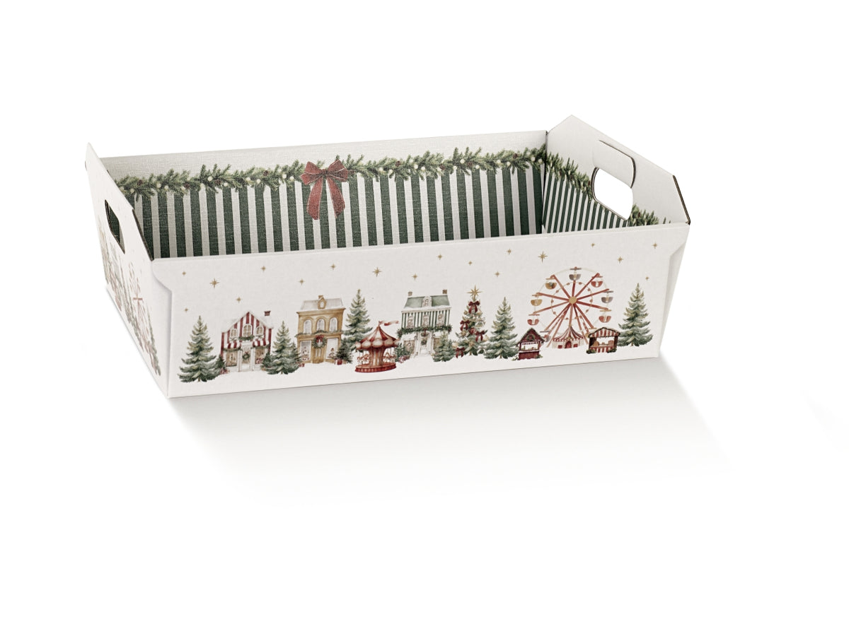 Cesto in cartone linea market verde, 35x26x7cm