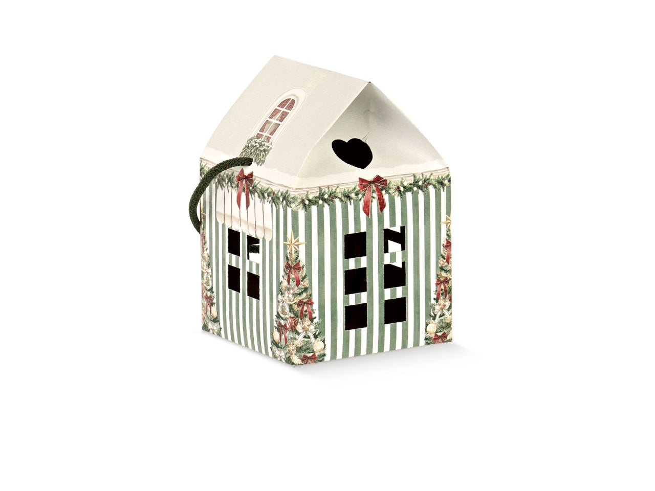 Casetta con cordino linea market verde, 12x12x11cm