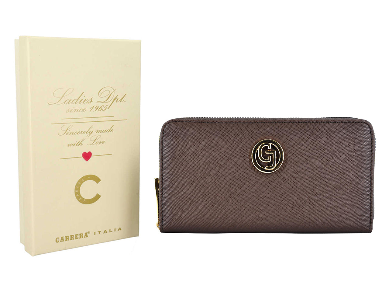 Carrera claire collection zip around marone scuro