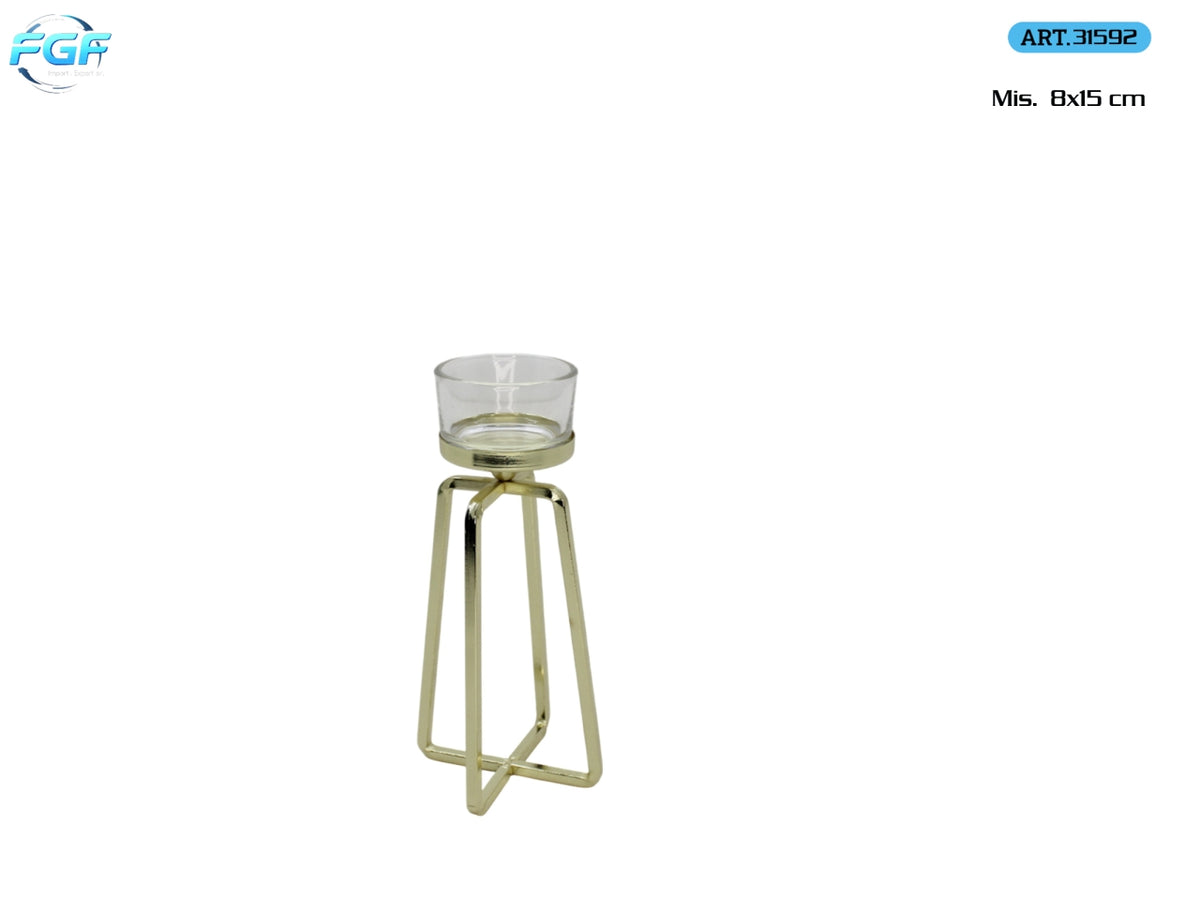 Porta tealight in metallo 8x15cm, colore oro