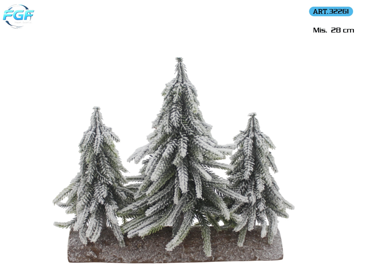 Alberelli innevati 28cm in set da 3 pezzi, colore verde