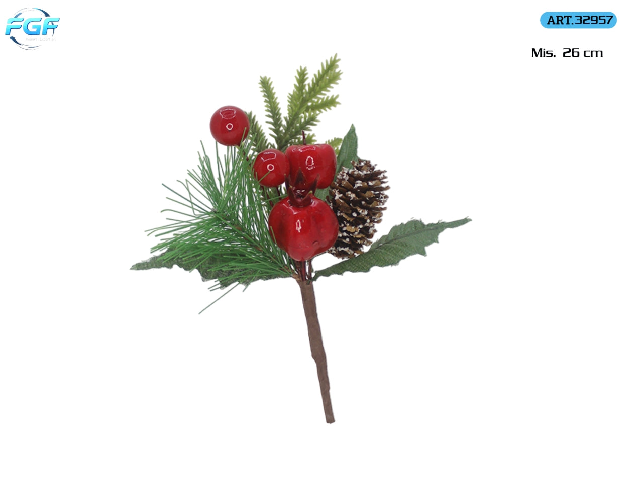 Pick 24cm con bacche rosse e decorazioni