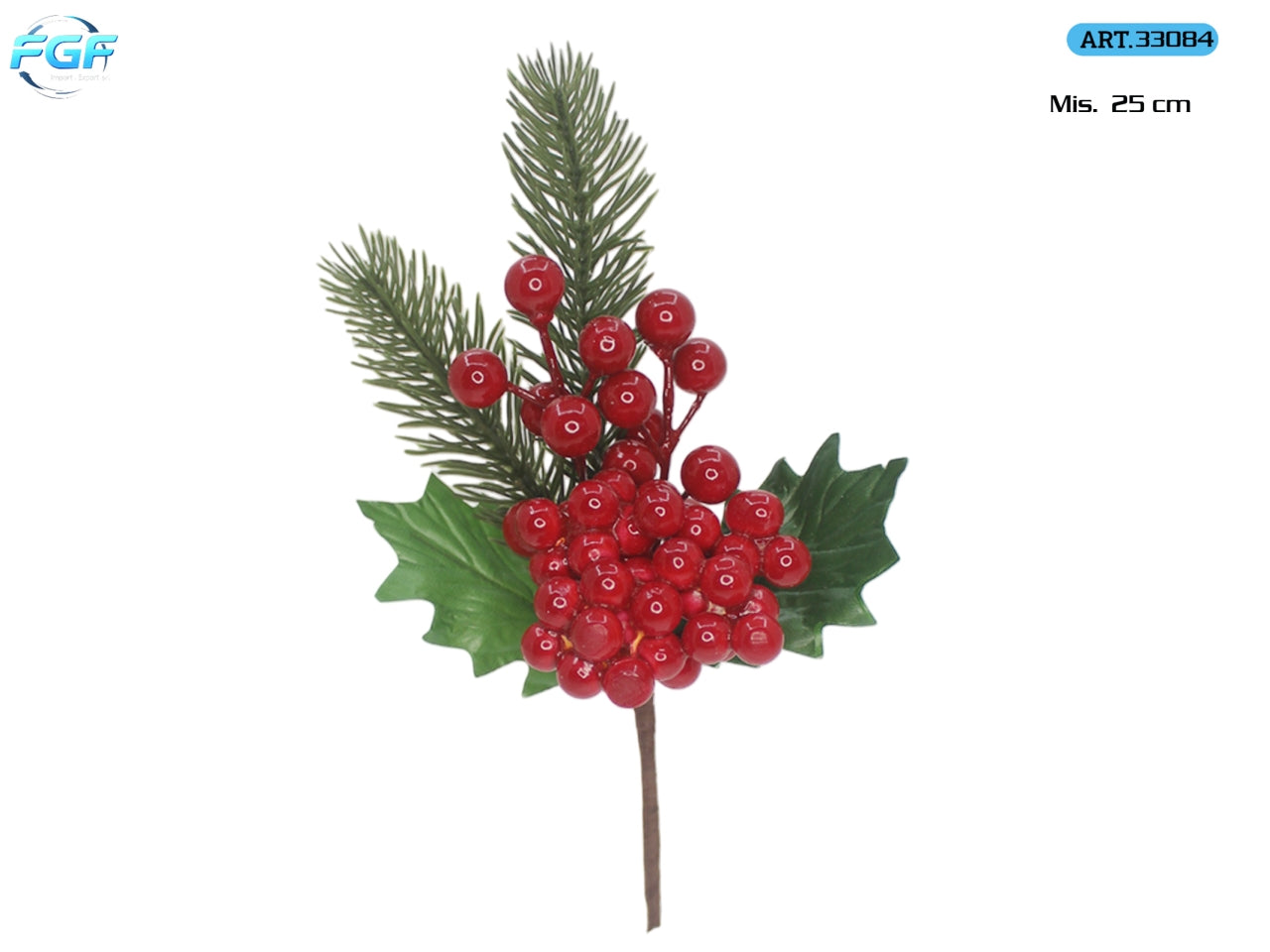 Pick 25cm con bacche rosse e decorazioni
