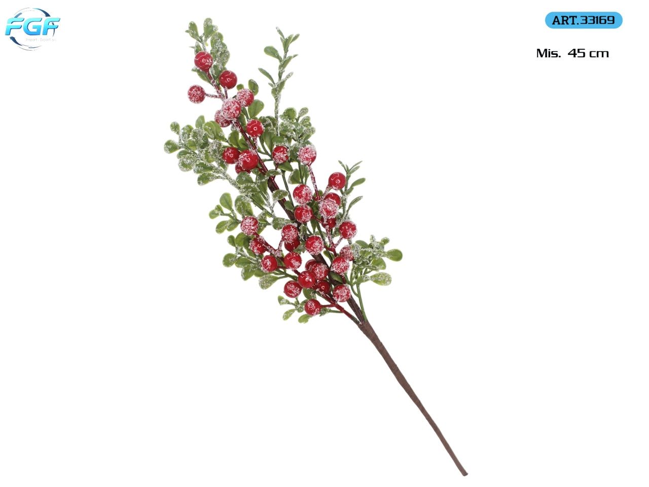 Ramo 45cm innevato con bacche rosse