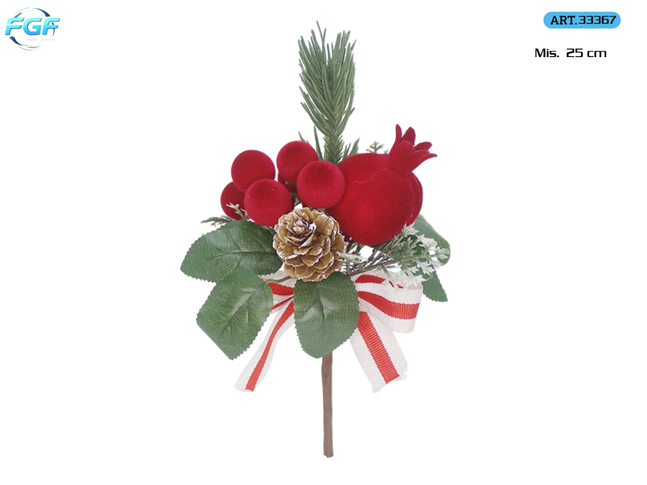 Pick 25cm con bacche vellutate rosse