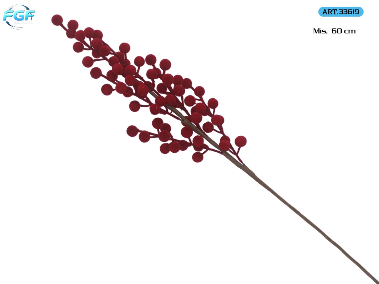Ramo 60cm con bacche vellutate rosse