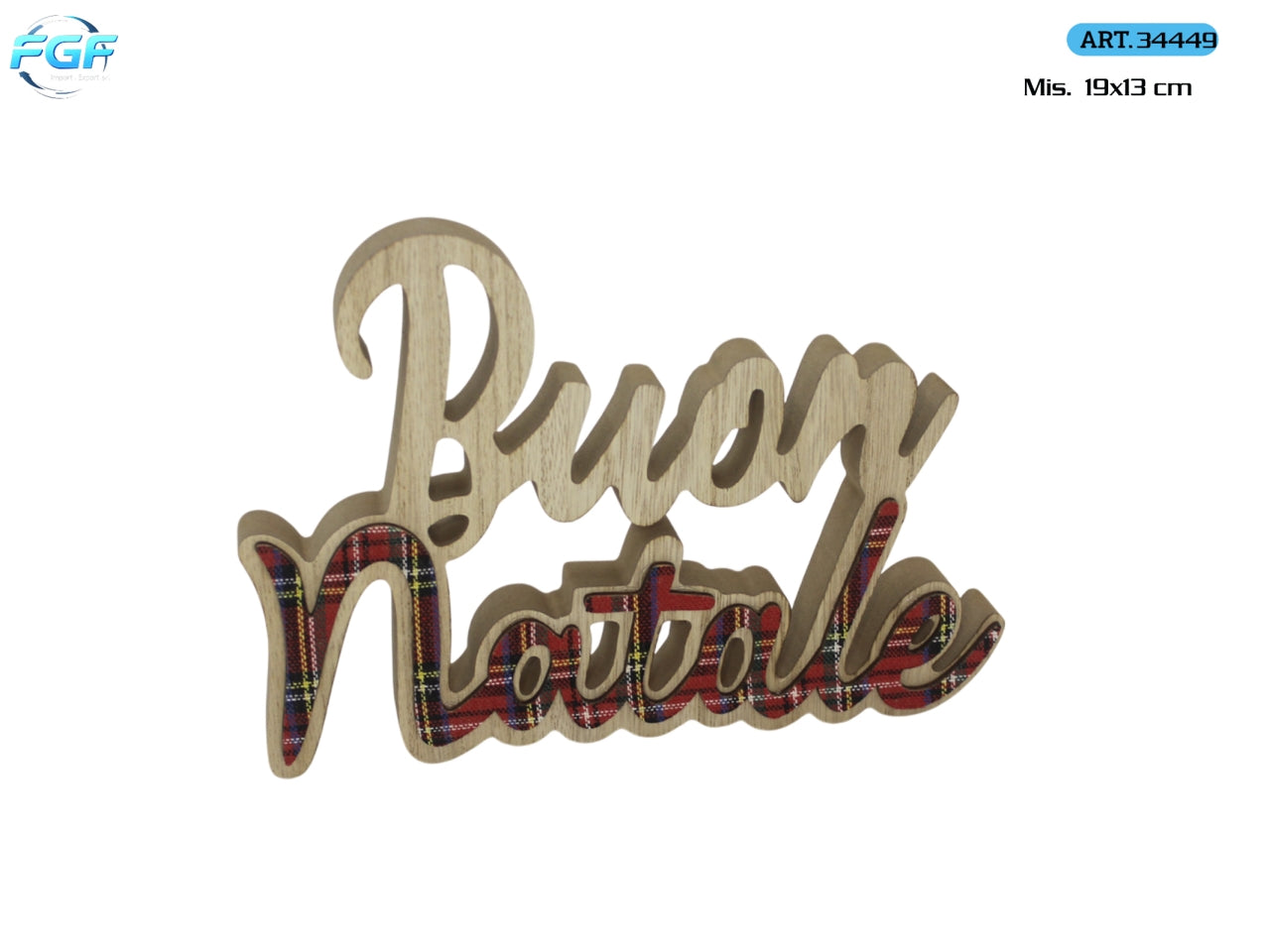 Scritta Buon Natale in legno 19x13cm