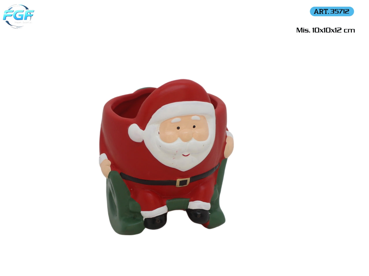 Vasetto in terracotta 10x10x12cm con Babbo Natale