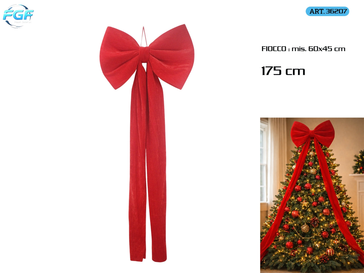 Fiocco 60x175cm in tessuto vellutato, colore rosso