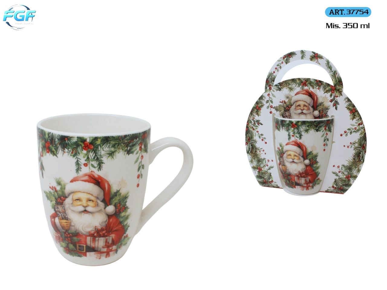 Tazza in ceramica con Babbo Natale, 350ml