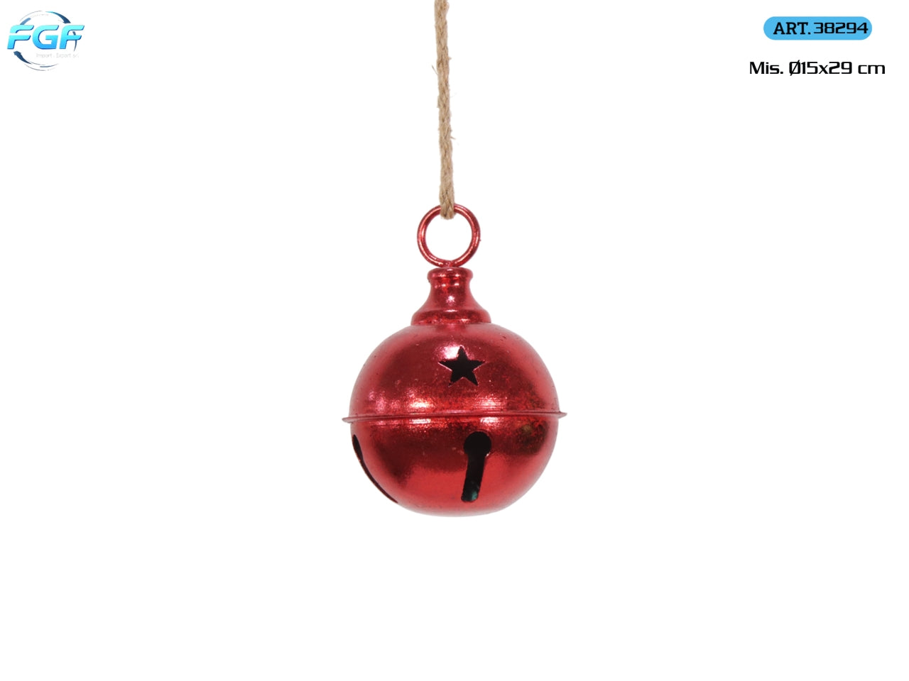 Appendino a campanella in metallo 15xh.18cm, colore rosso