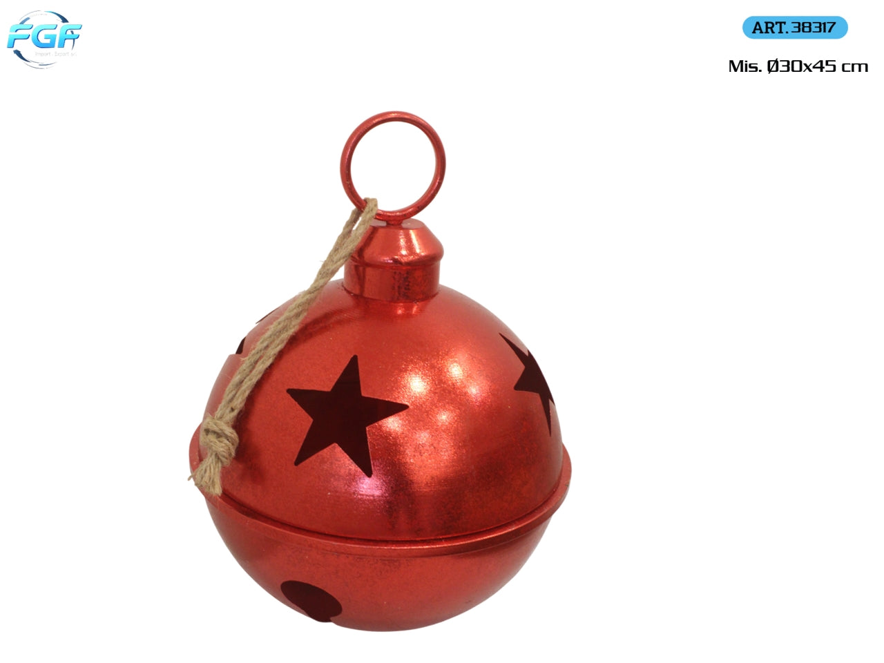 Appendino a campanella in metallo 30xh.45cm, colore rosso