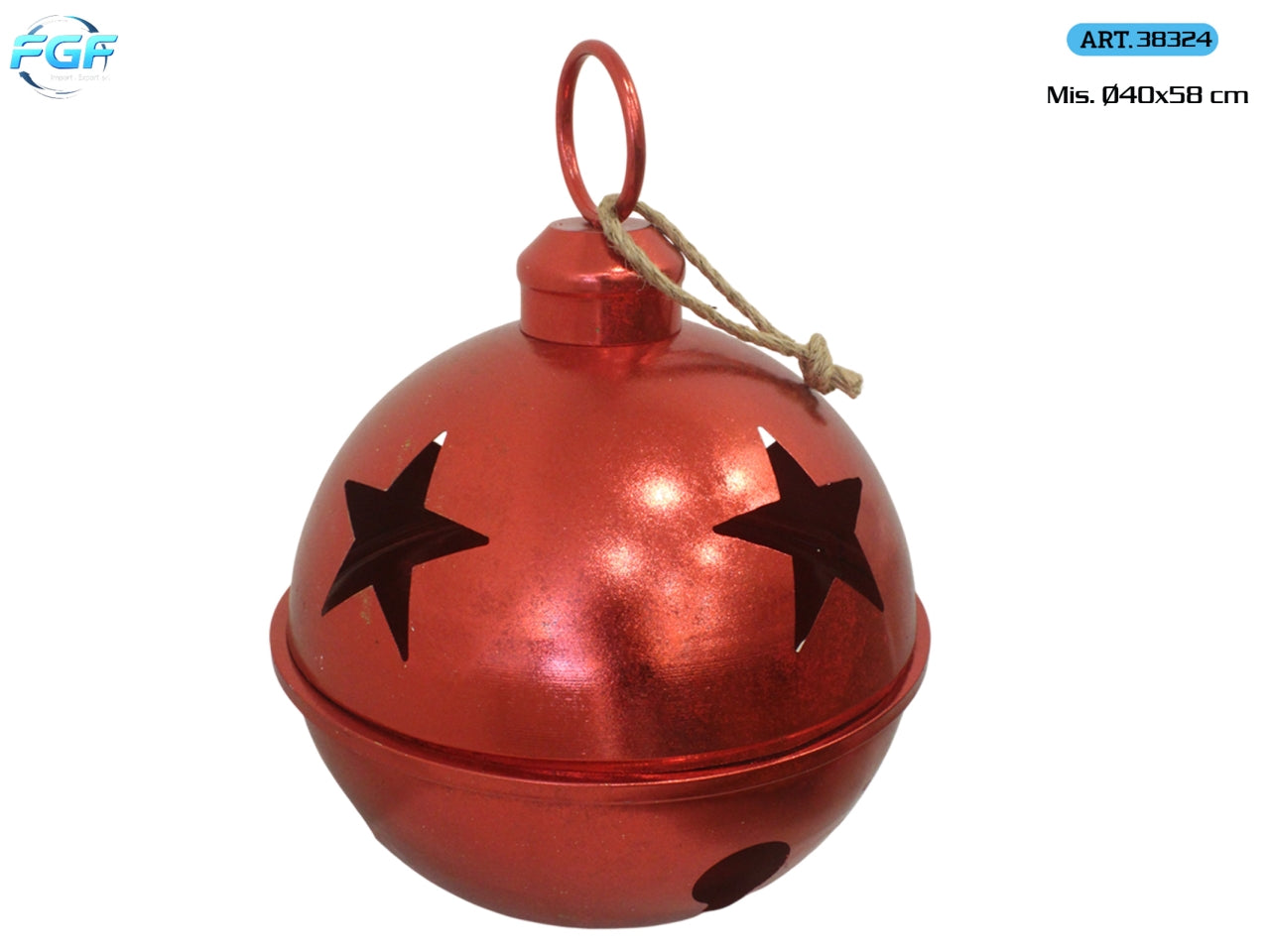 Appendino a campanella in metallo 40xh.58cm, colore rosso
