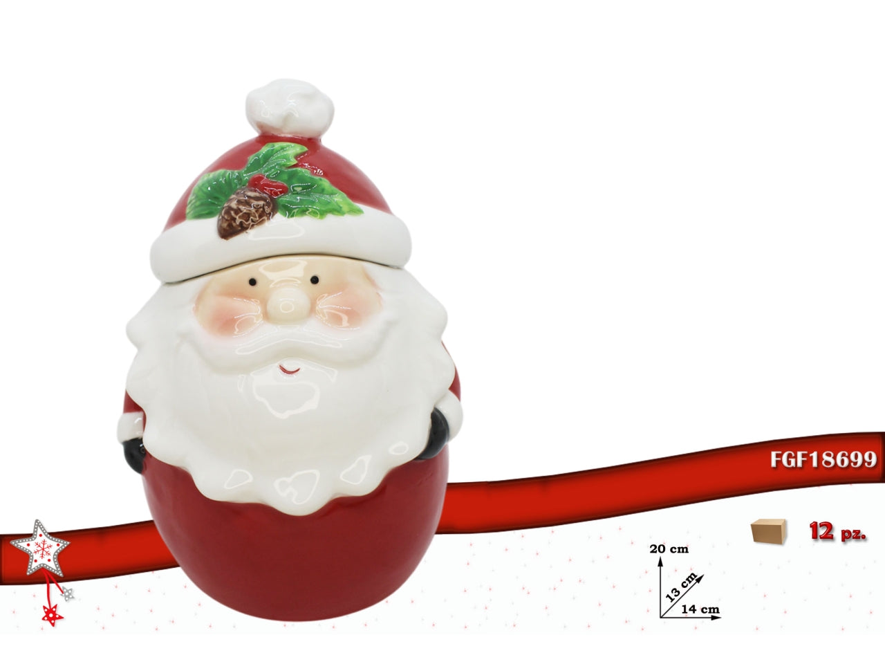 Barattolo in ceramica Babbo Natale 14xh.20cm
