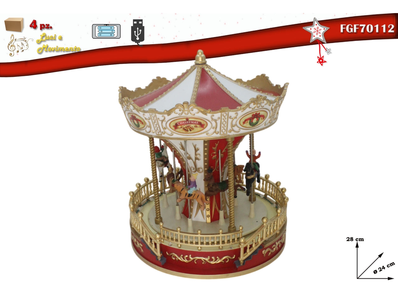 Giostrina 24xh.28cm con movimento, led e musica