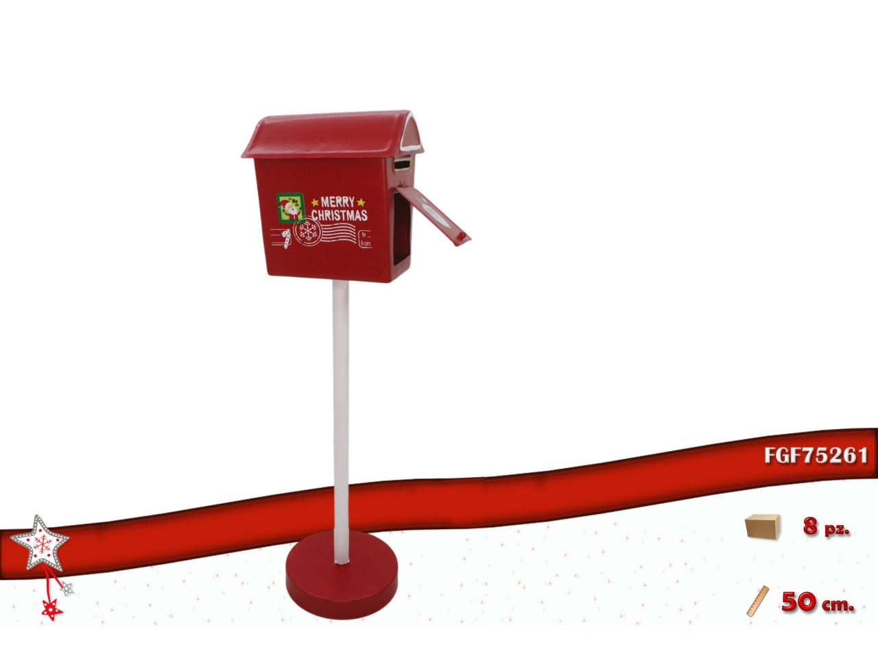 Cassetta postale in metallo 50cm, colore rosso