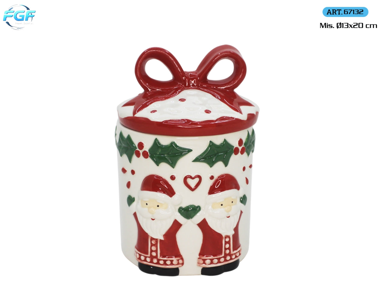 Barattolo in ceramica 13x20cm, decoro Santa