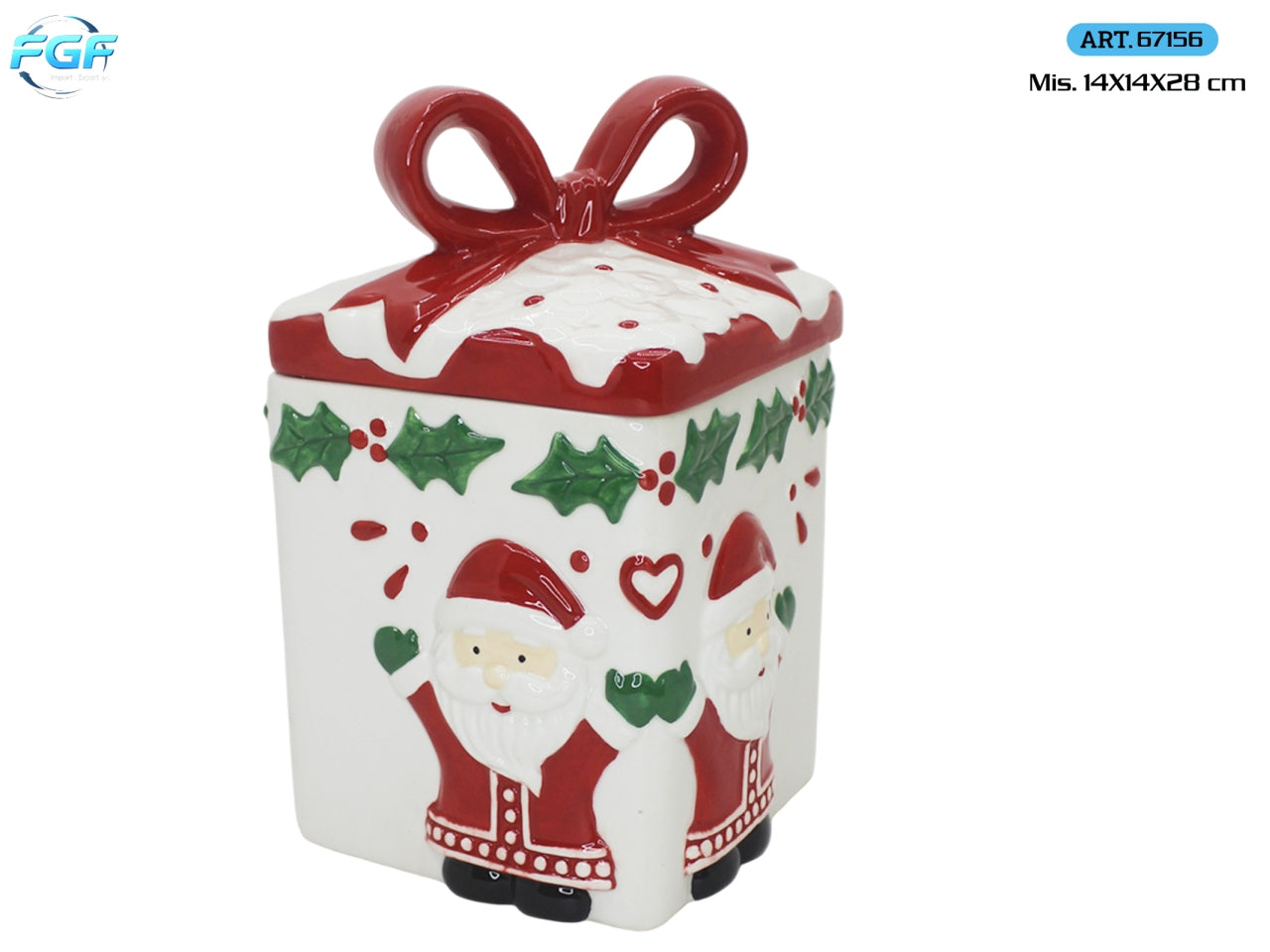 Barattolo in ceramica 14x14x28cm, decoro Santa