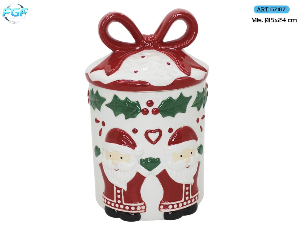 Barattolo in ceramica 15x24cm, decoro Santa
