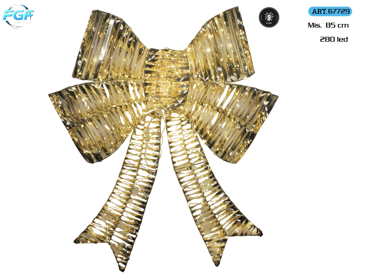 Fiocco 85cm in metallo e pvc oro con 280 led