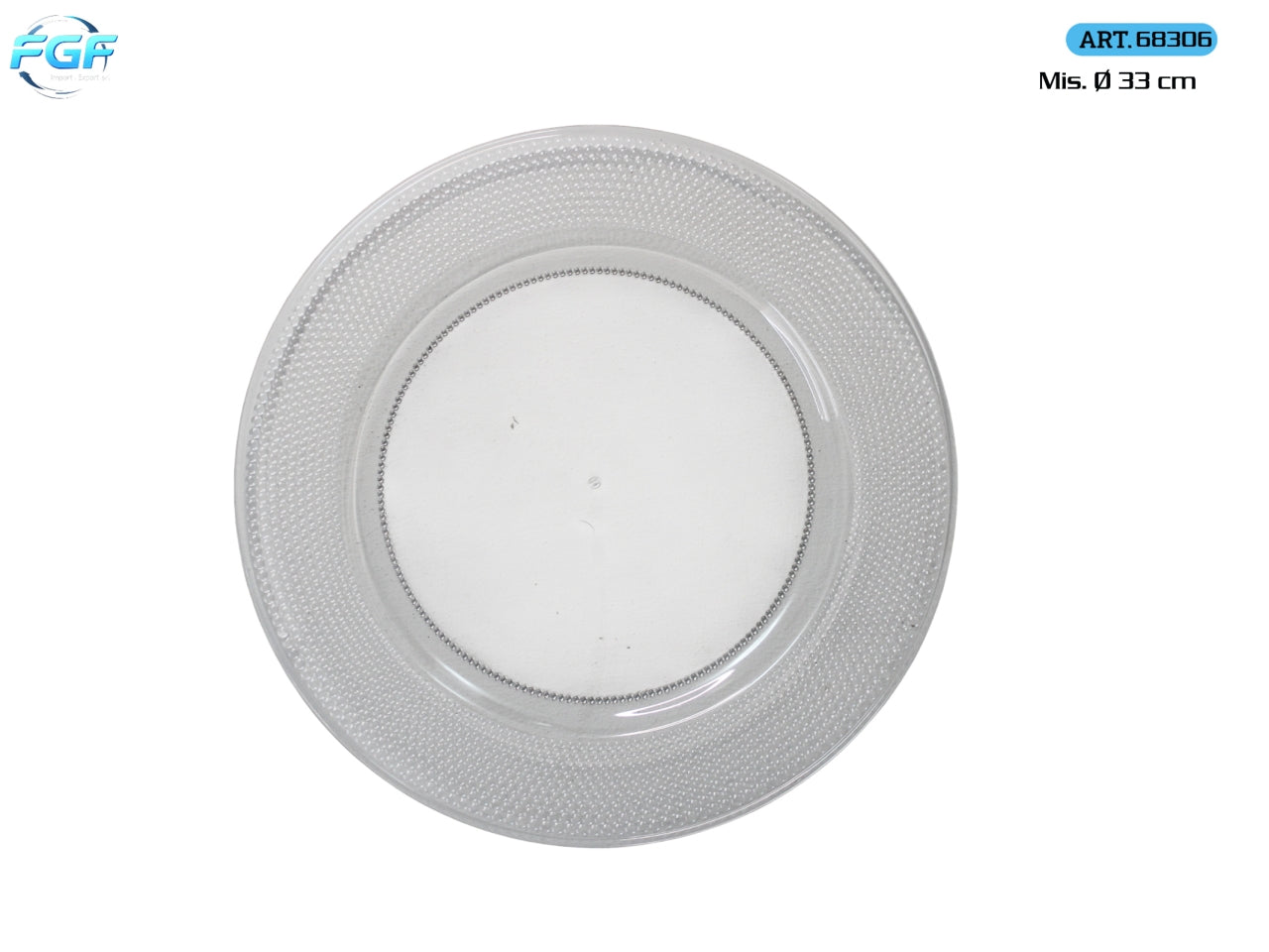 Piatto 33cm in plastica trasparente