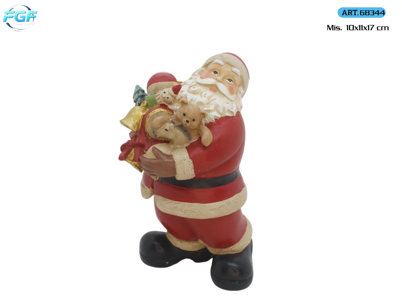 Babbo Natale 10x11x17cm in poliresina, colore rosso