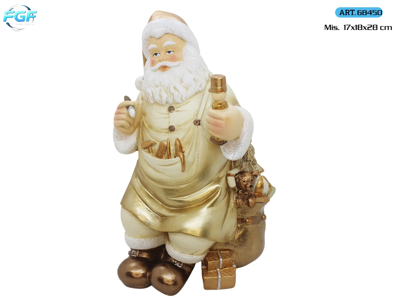 Babbo Natale 17x18x28cm in poliresina, colore oro