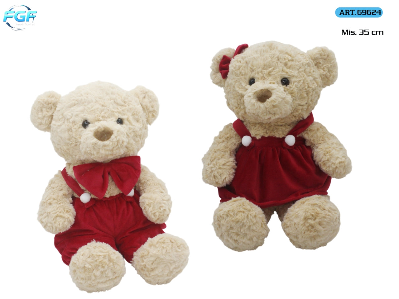 Orso peluche 35cm con vestito, modelli assortiti