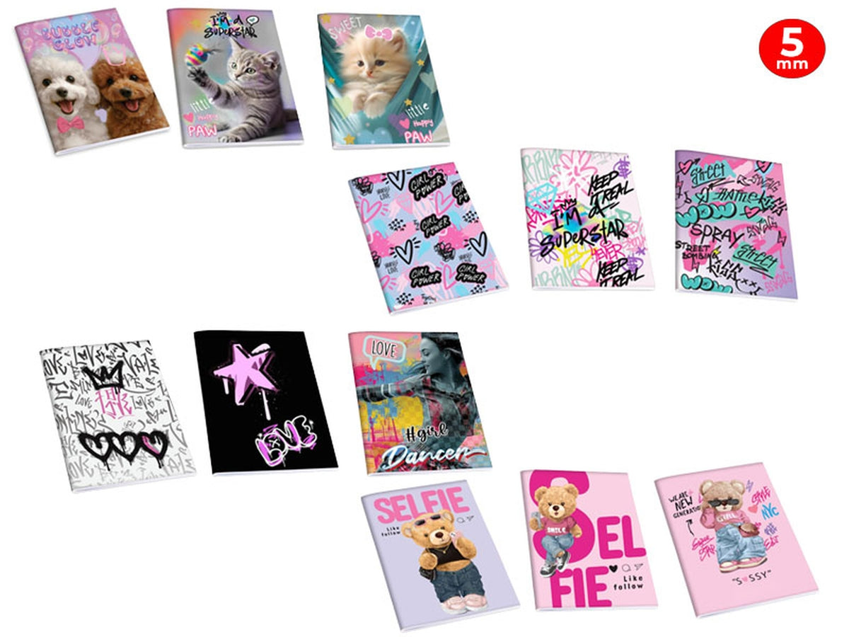 Quaderno maxi Active 20 fogli 80 gr, rigatura 5 mm, versione girl, confezione da 10 pezzi