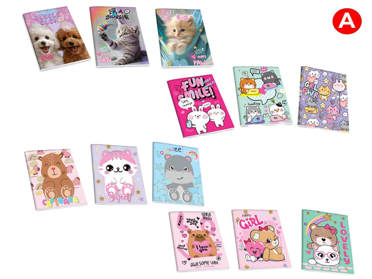 Quaderno maxi Active 20 fogli 80 gr, rigatura A, versione girl, confezione da 10 pezzi