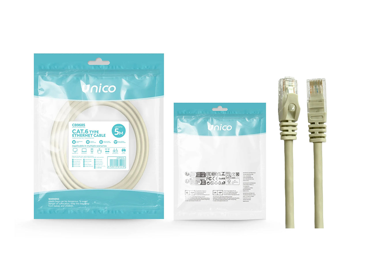 Cavo di rete  CAT6 3mt bianco