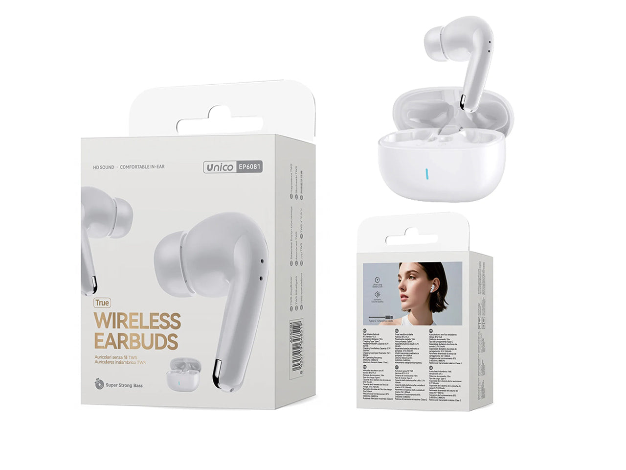 Auricolari bluetooth tws bianco