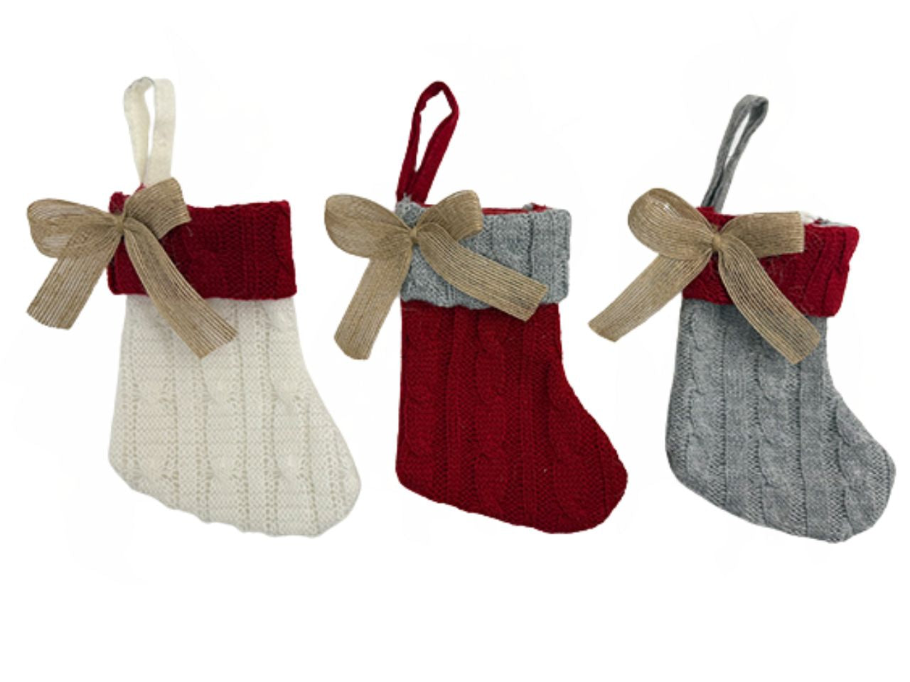 Calza lana pigna 19cm con fiocco, colori assortiti