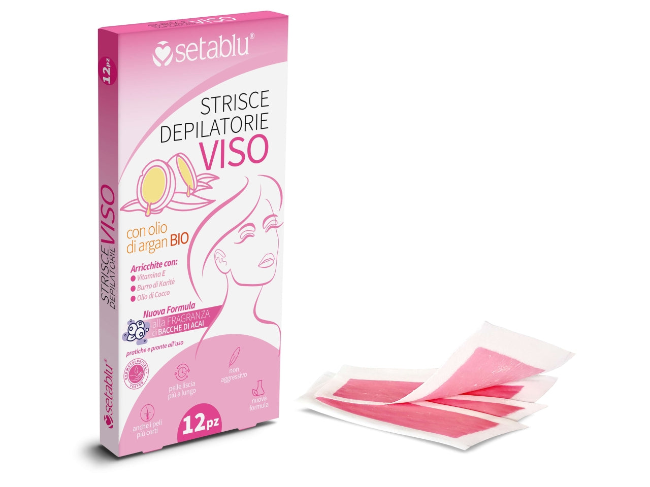 Strisce depilatorie viso argan e cera api confezione da 12 strisce